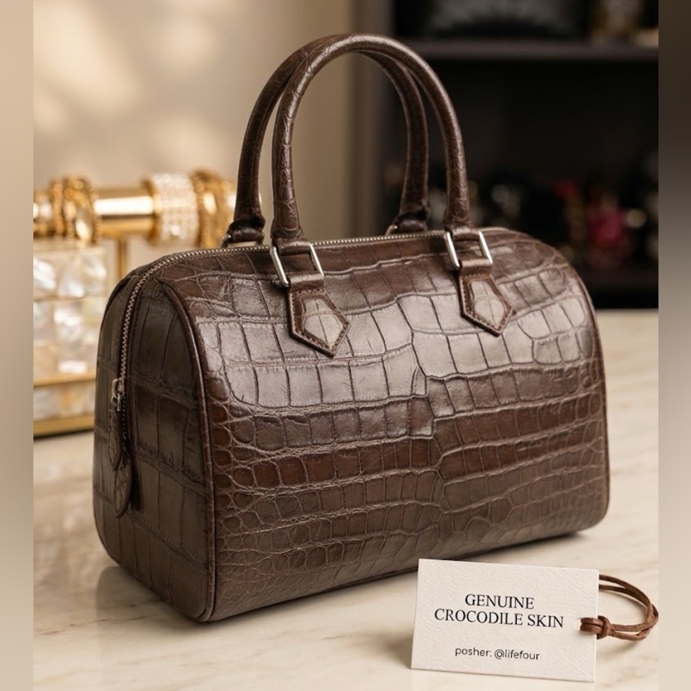 Elegant Brown authentic Crocodile Bag speedy - NEW